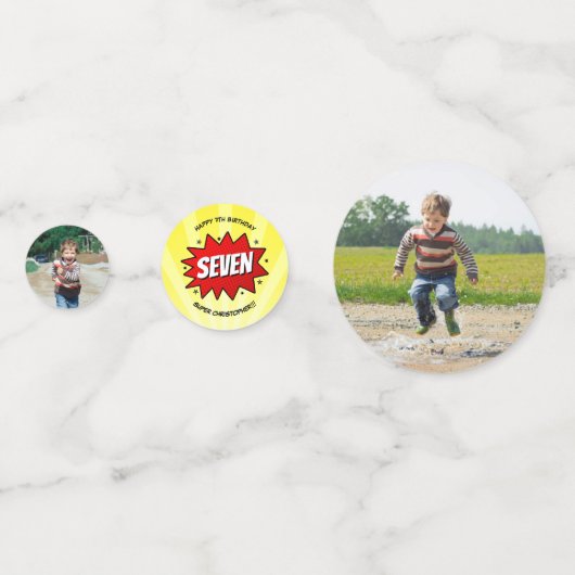 Superheld Comic Book Any Age Birthday Foto Confetti (Voorkanten)