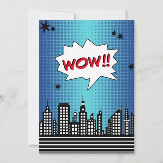 Superheld Comic Book Any Age Birthday Invitations Kaart (Achterkant)