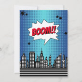 Superheld Comic Book Any Age Birthday Invitations Kaart (Achterkant)