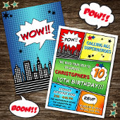 Superheld Comic Book Any Age Birthday Invitations Kaart