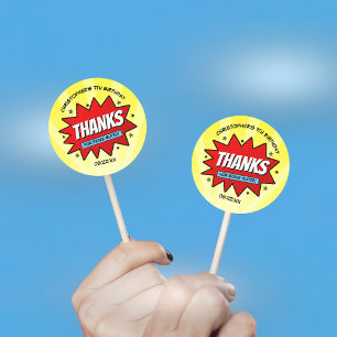 Superheld Comic Book Any Age Birthday Party Favor Ronde Sticker