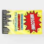 Superheld Comic Book Any Age Birthday Welkom Spandoek (Horizontaal)