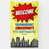 Superheld Comic Book Any Age Birthday Welkom Spandoek (Verticaal)