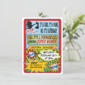 Superheld Comic Book Baby Shower-uitnodigingen Kaart (Staand voorkant)