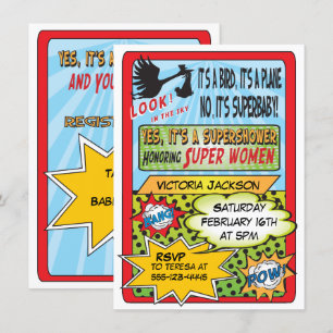 Superheld Comic Book Baby Shower-uitnodigingen Kaart