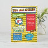 Superheld Comic Book Birthday Uitnodiging (Staand voorkant)