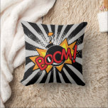 Superheld Comic Book Boom Bomb Cartoon Kussen<br><div class="desc">Boom!  Comic Book Style Superheld Sierkussen. Trendy leuke komische boekkussen met lichte stralen en halftoonse stippen. Geweldig stuk pop-kunstdecor voor je kinder superheldenslaapkamer! Pas deze kussen aan met uw eigen achtergrondkleur door op de knop "Aanpassen" te klikken.</div>
