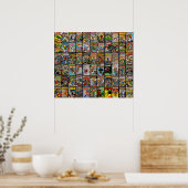 superheld Comic Book Collectie Pattern Fa Poster (Keuken)