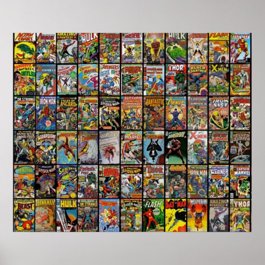 superheld Comic Book Collectie Pattern Fa Poster (Voorkant)