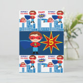 Superheld Comic Book Kids Birthday Invitations Kaart (Staand voorkant)