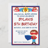 Superheld Comic Book Kids Birthday Invitations Kaart (Achterkant)