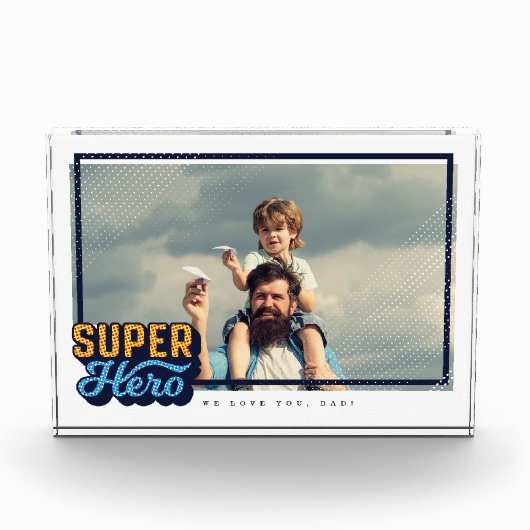 Superheld Comic Book Photo Gift for Dad Keepomwill Fotoblokken (Voorkant)