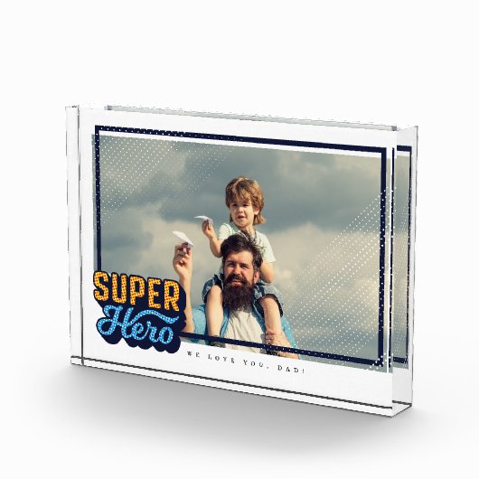 Superheld Comic Book Photo Gift for Dad Keepomwill Fotoblokken (Rechts)