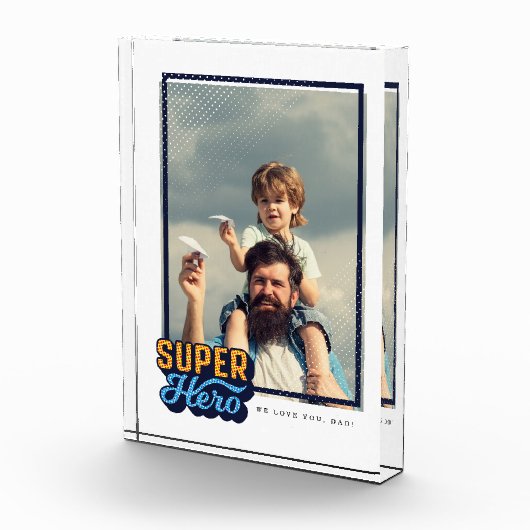 Superheld Comic Book Photo Gift for Dad Keepomwill Fotoblokken (Rechts)