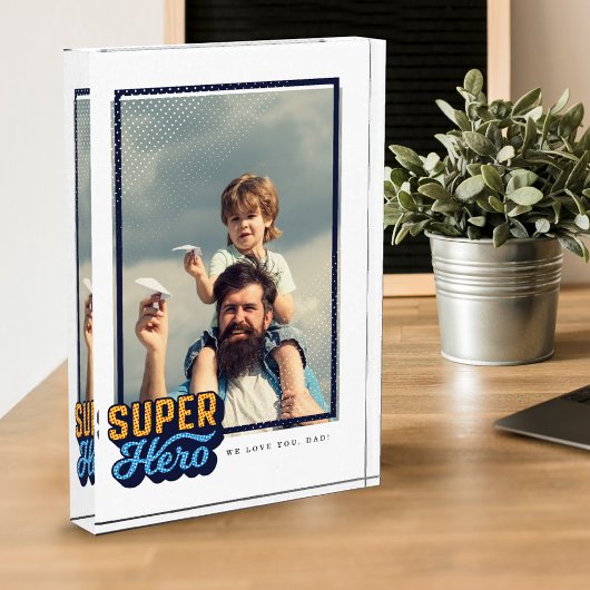 Superheld Comic Book Photo Gift for Dad Keepomwill Fotoblokken