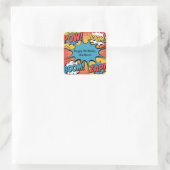 Superheld Comic Book Pop Art Jongens Verjaardagsfe Vierkante Sticker (Tas)