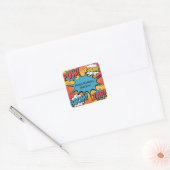 Superheld Comic Book Pop Art Jongens Verjaardagsfe Vierkante Sticker (Envelop)