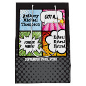 Superheld Comic Book Style Adoption Party Supplies Medium Cadeauzakje (Achterkant)