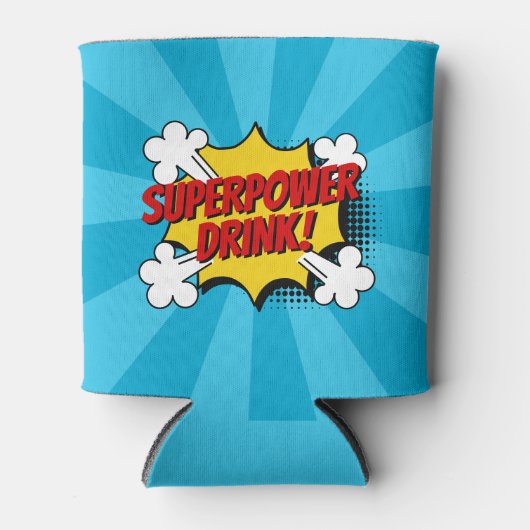 Superheld Comic Book Style Boy Birthday Blue Blikjeskoeler (Voorkant)