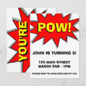 Superheld Comic Book Thed Invitation Sjabloon (Voorkant / Achterkant)