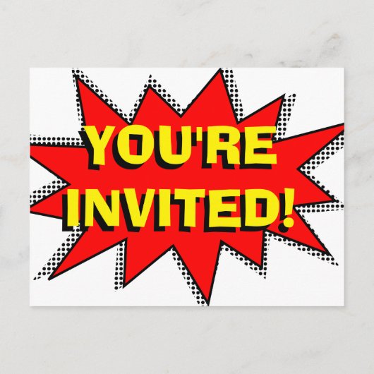 Superheld Comic Book Thed Invitation Sjabloon (Achterkant)