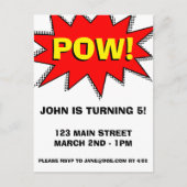 Superheld Comic Book Thed Invitation Sjabloon (Voorkant)