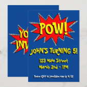 Superheld Comic Book Thed Invitation Sjabloon Kaart (Voorkant / Achterkant)