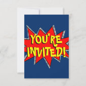 Superheld Comic Book Thed Invitation Sjabloon Kaart (Achterkant)