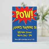 Superheld Comic Book Thed Invitation Sjabloon Kaart (Staand voorkant)