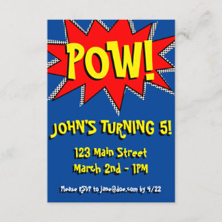 Superheld Comic Book Thed Invitation Sjabloon Kaart