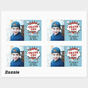 Superheld Comic Boy Birthday Foto Hartelijk dank Rechthoekige Sticker