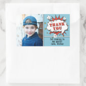 Superheld Comic Boy Birthday Foto Hartelijk dank Rechthoekige Sticker (Tas)
