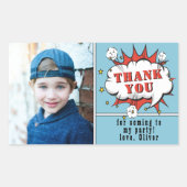 Superheld Comic Boy Birthday Foto Hartelijk dank Rechthoekige Sticker (Voorkant)