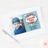 Superheld Comic Boy Birthday Foto Hartelijk dank Rechthoekige Sticker (Envelop)