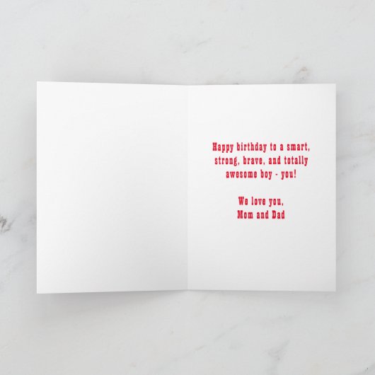 Superheld Comic Boy Fun Photo Birthday Kaart (Binnen)