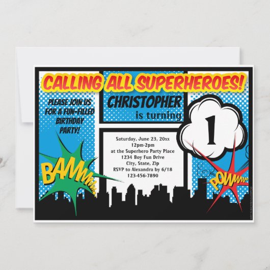 Superheld Comic Boy's eerste verjaardag Kaart (Voorkant)