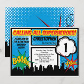 Superheld Comic Boy's eerste verjaardag Kaart (Voorkant / Achterkant)