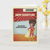 Superheld Comic Dad Happy Fathers Day Persoonlijk Kaart (Gele Bloem)