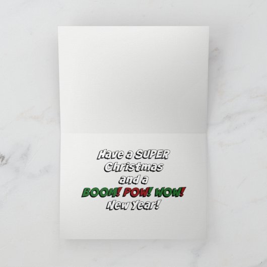 Superheld Comic Ho! Ho! Ho! Feestdagen Kaart (Binnen)