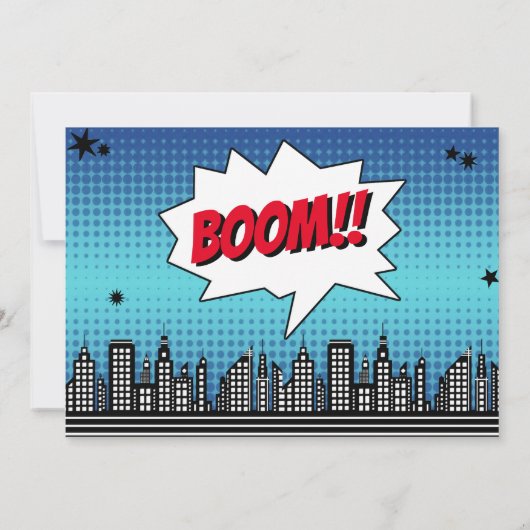 Superheld Comic Photo Any Age Birthday Invitations Kaart (Achterkant)