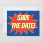 Superheld Comic Save the Date Aankondiging (Voorkant)