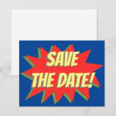 Superheld Comic Save the Date Aankondiging (Voorkant / Achterkant)