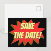 Superheld Comic Save The Date Aankondiging Postcar (Voorkant / Achterkant)