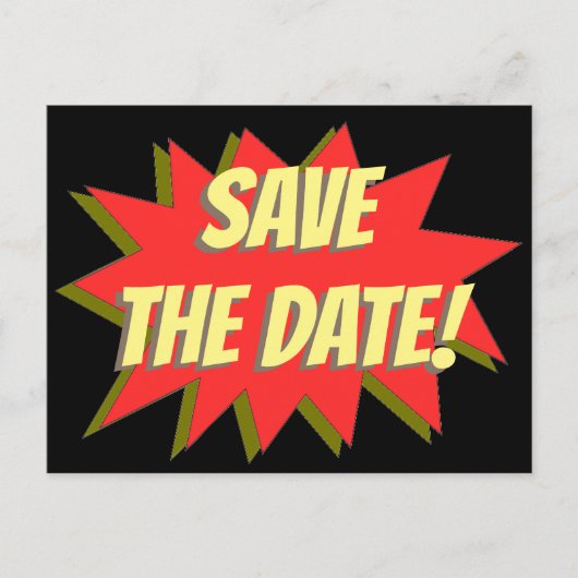 Superheld Comic Save The Date Aankondiging Postcar (Voorkant)