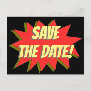Superheld Comic Save The Date Aankondiging Postkaa