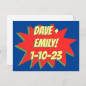 Superheld Comic Save The Date Magnet Briefkaart (Voorkant / Achterkant)