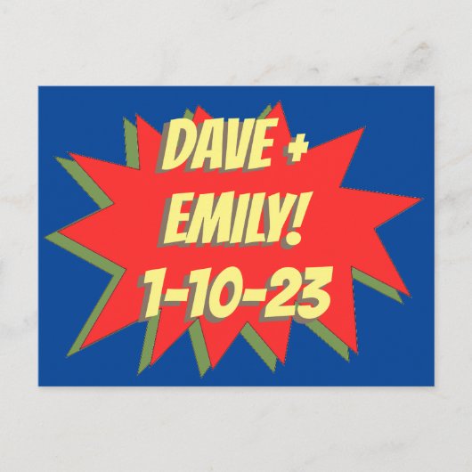 Superheld Comic Save The Date Magnet Briefkaart (Voorkant)