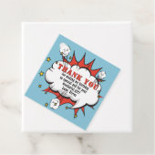 Superheld Comic Speech Bubble Birthday Hartelijk d Bedankjes Labels (In situ)