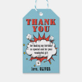 Superheld Comic Speech Bubble Birthday Hartelijk d Cadeaulabel (Voorkant)