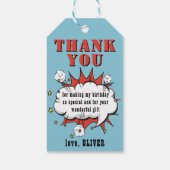 Superheld Comic Speech Bubble Birthday Hartelijk d Cadeaulabel (Achterkant)